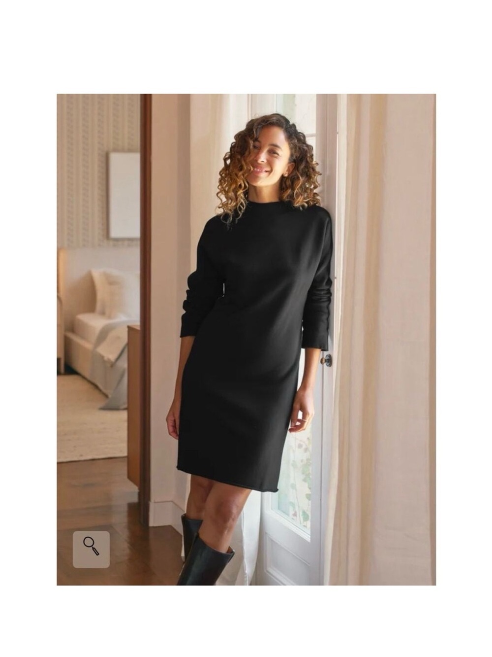 Frank & Eileen Isabelle Black Triple Fleece‎ Dress Sweatshirt Funnel neck comfy